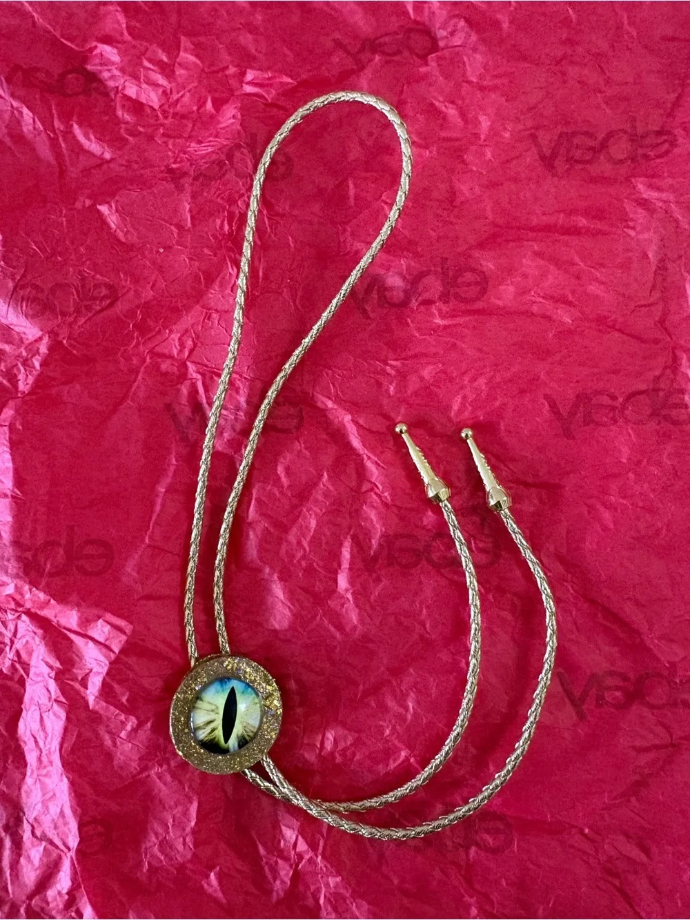 Gold Dragon Eye Pendant Necklace - Statement Women's Jewelry Bolo Tie